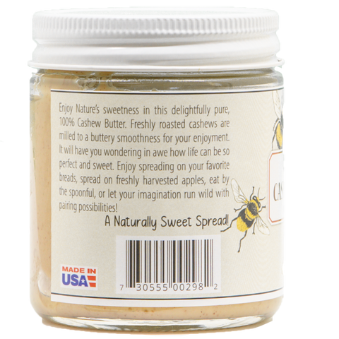 Creamy Cashew Butter 8oz, Bee Label, No Palm Oil - Maisie Jane’s