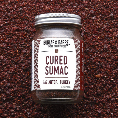 Cured Sumac (Sumak) - Single Origin Spice & Seasoning: 2.3 oz glass jar - Burlap & Barrel