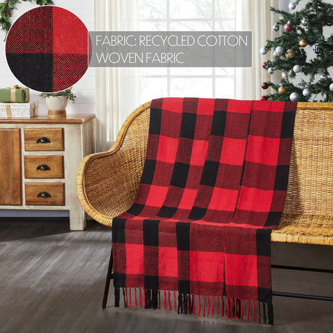 Harper Red Black Buffalo Check Woven Throw, 50x60 in - VHC Brands