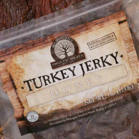 Honey Turkey Jerky- All-Natural, Mild, 4oz - Mahogany Smoked Meats