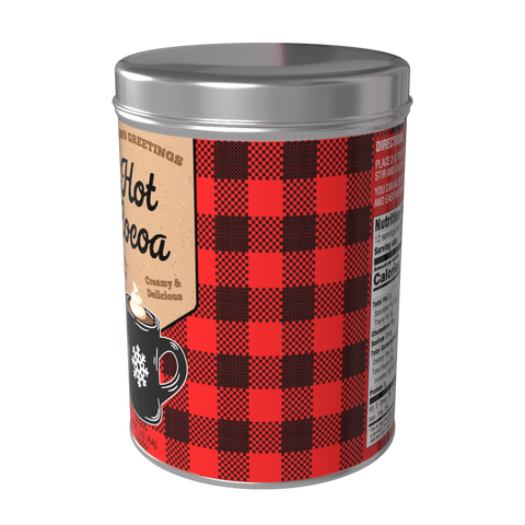 Season's Greetings Red Plaid Chocolate Hot Cocoa, 16oz Round Tin - McSteven's