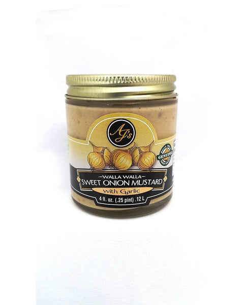 Walla Walla Sweet Onion Mustard with Garlic, 4oz - AJ's