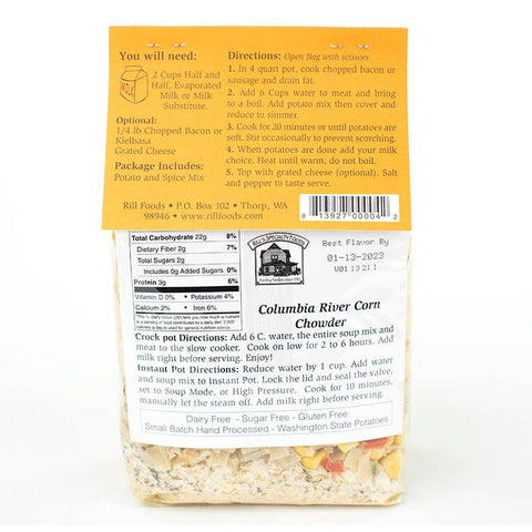 Columbia River Corn Chowder Soup Mix, Large, 7.25 oz, Serves 8 - Rill Foods