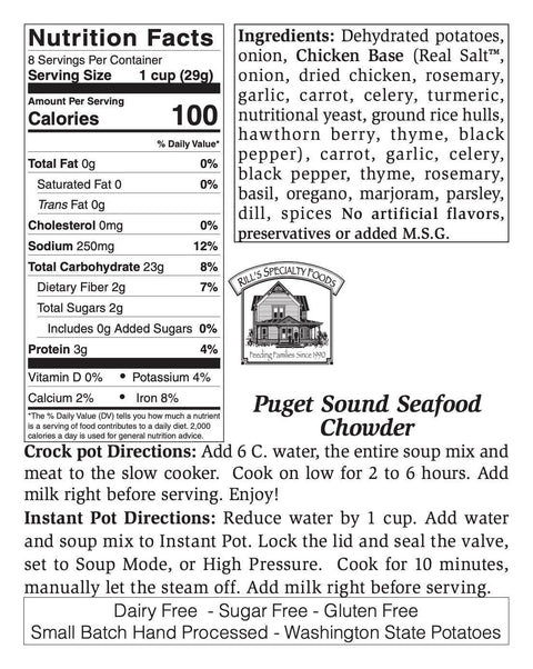 Puget Sound Seafood Chowder Mix, Large, 6.8 oz, Serves 8 - Rill Foods
