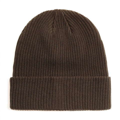 Dark Brown Unisex Cotton Knitted Beanies: One Size - Fashion City
