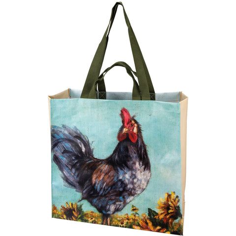 Rooster And Cow Market Tote, 15.5"x15.3"x5.8" - Primitives by Kathy