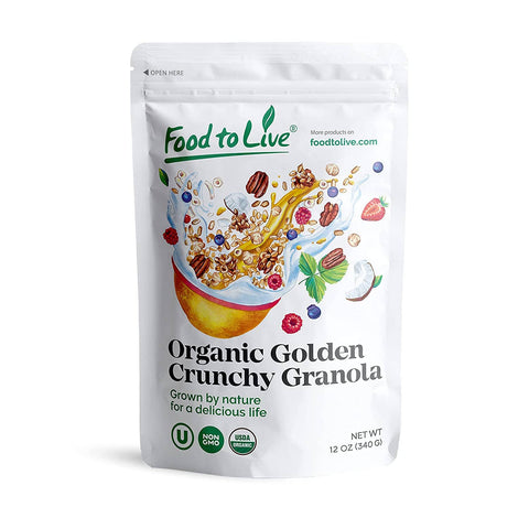 Organic Golden Crunchy Granola – Small Batch, Handcrafted: 6oz - Food To Live