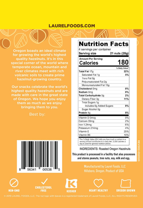 Hazelnut Kernels, Dry Roasted, 4 oz - Laurel Foods