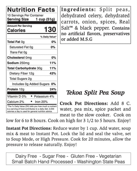 Tekoa Split Pea Soup Mix, Large, 15.9 oz, Serves 10 - Rill Foods