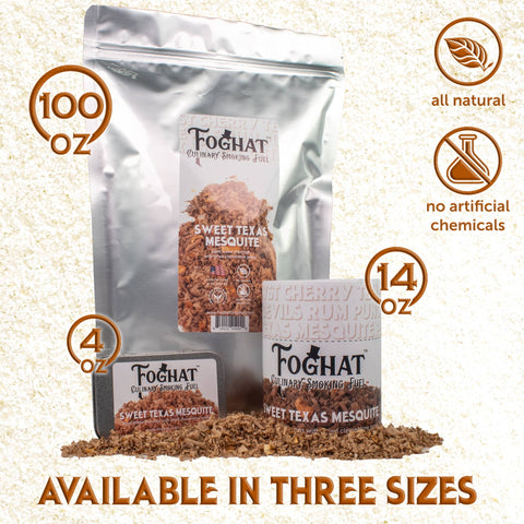 Foghat Culinary Smoking Fuel: Sweet Texas Mesquite, 4oz - ThousandOaksBarrelCo.