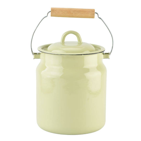 3.3L Vintage Style Enamel Milk Can with Lid, Pale Green - STP