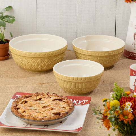Vintage Farm Stoneware Mixing Bowls, Set of 3 (2, 3, 4.25 qt) - Certified International
