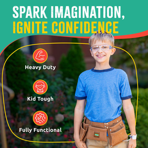 Kids Leather Tool Belt with Safety Goggles - SparkJump