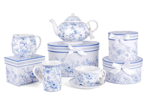 Blue Flowers Bone China Big Belly Mug, 14.54 fl oz, in Gift Box