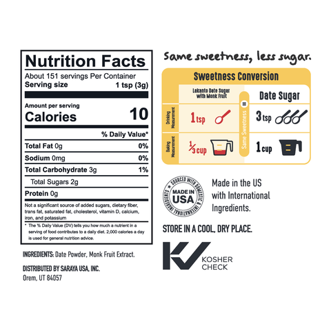 Date Sugar with Monkfruit Sweetener, 1 lb - Lakanto