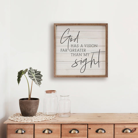 God Has A Vision, Whitewash, 4"x4" - Kendrick Home