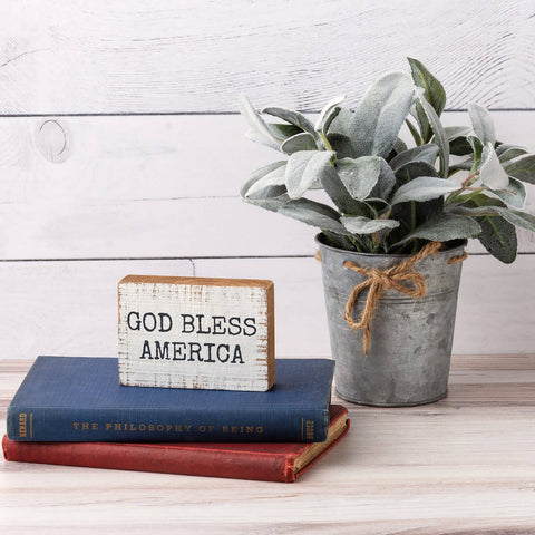 God Bless America Block Sign, 4"x2.8"x1" - Primitives by Kathy