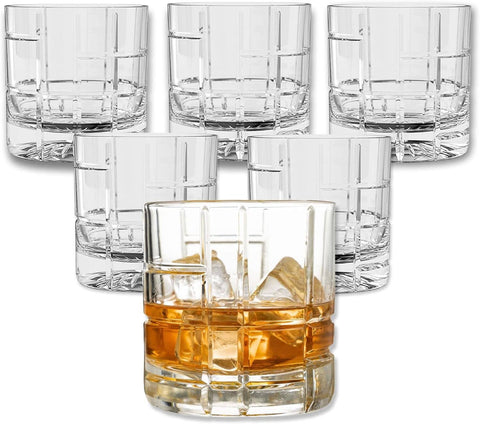 Premium Double Rocks Whiskey Glasses, 12oz (1 piece): Checkered - Lemonsoda