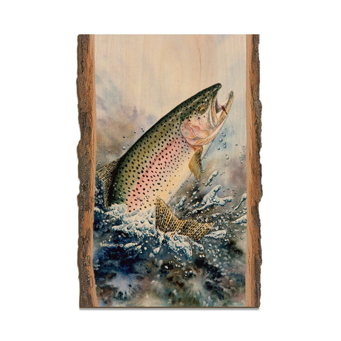 Rainbow Trout, Wood Live Edge Postcard - DaydreamHQ