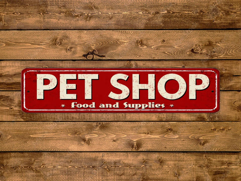 Pet Shop, 3x12in Street Sign - Game Time Prints