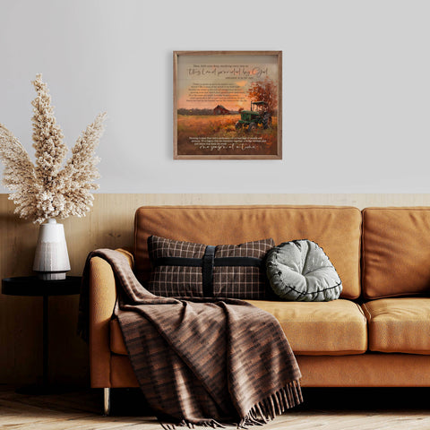 This Land Provided By God, with Sunset On A Farm, 12"x12" - Kendrick Home