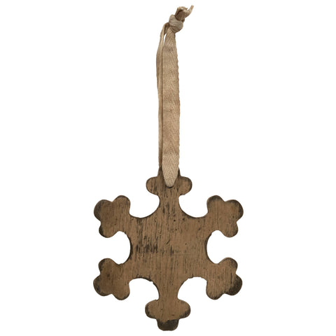 Antiqued Wooden Snowflake Christmas Ornament, 2 Assorted - The Hearthside Collection