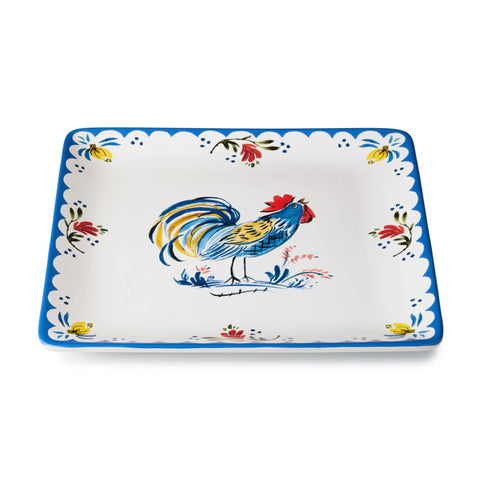French Rooster Square Platter, 12.5" - Certified International