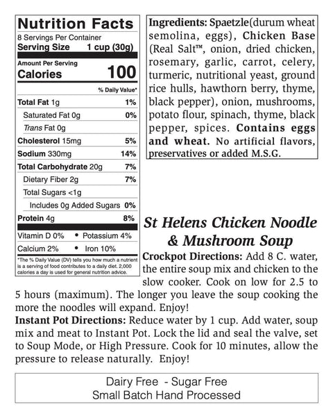 St Helens Chicken Noodle & Mushroom Soup Mix, Large, 7.6 oz, Serves 8 - Rill Foods