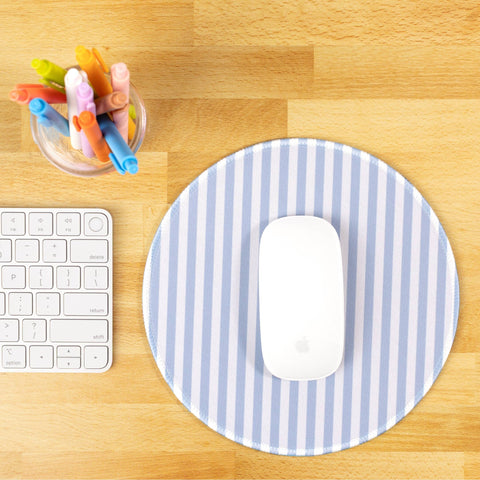 Blue Stripes Mousepad, 8.5" diameter - Elyse Breanne Design