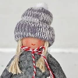 Felt Doll in Gray Wool Outfit - Holiday Depot Inc.