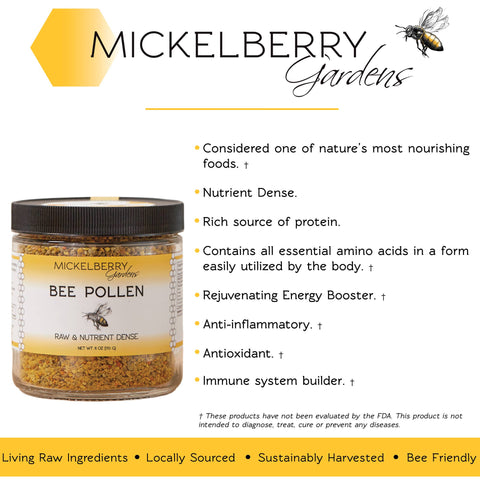 Bee Pollen: Nature's raw, clean and pure multivitamin, 6oz - Mickelberry Gardens