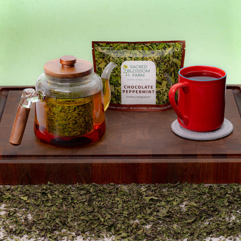 Chocolate Peppermint Herbal Tea, 1.4 oz - Sacred Blossom Farm