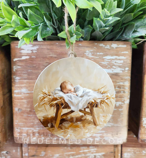 Wood Ornament Manger - Redeemed Decor