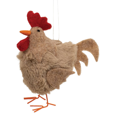 Brown Rooster Felted Ornament - The Hearthside Collection