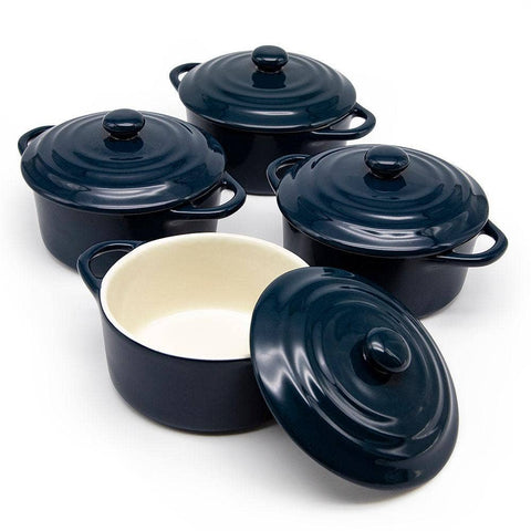 Mini Casserole Dishes & Lids - Set of 4: Stone Ombre, Ceramic, 12 oz - Kook