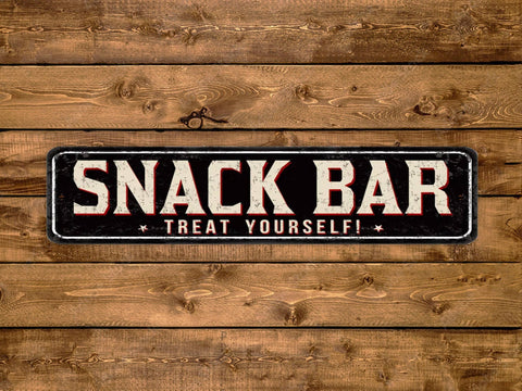 Snack Bar, 3x12in Metal Sign - Game Time Prints