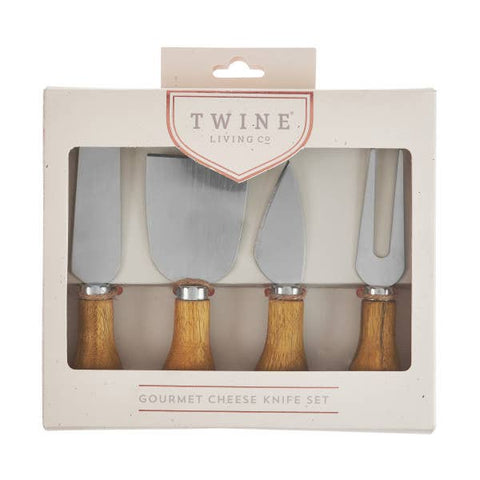 Acacia & Stainless Steel Gourmet Cheese Knives - Set of 4 - Twine