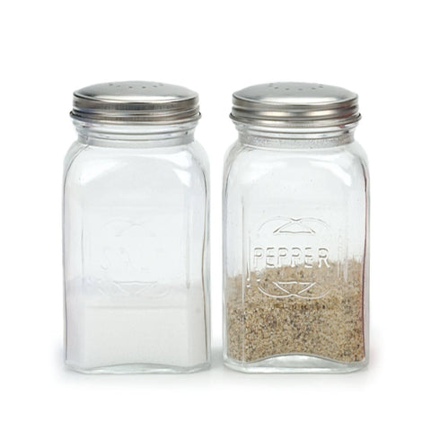 Salt & Pepper Shaker Set, 8 oz, Clear Retro Glass - RSVP International