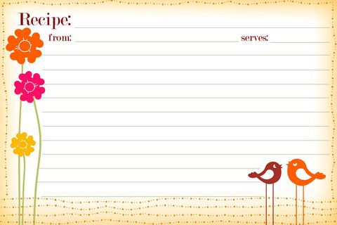 Singing Birds Recipe Cards, 25 4"x6" - Meadowsweet Kitchens