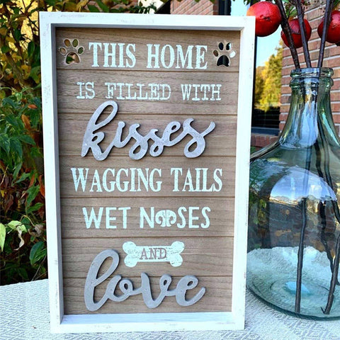 Love Pet Rustic Wood Framed Wall Sign, 12 x 19 in - Paris Loft Inc