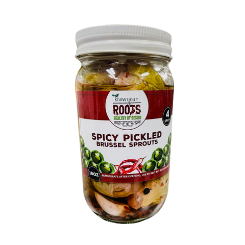 Spicy Pickled Brussel Sprouts, 16 oz - Know Your Roots Pickles