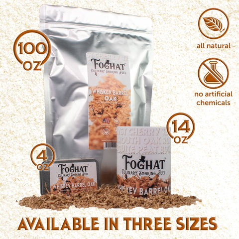 Foghat Culinary Smoking Fuel: Whiskey Barrel Oak, 4oz - ThousandOaksBarrelCo.