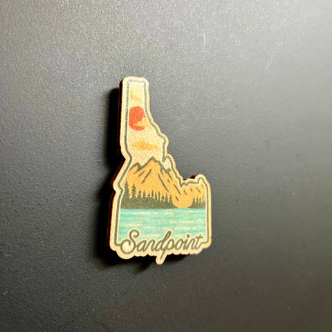 Sandpoint Idaho State, 2" Wooden Magnet