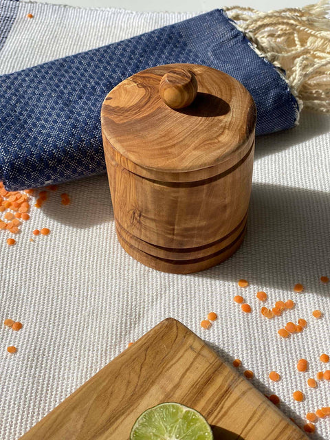 Olive Wood Spice Jar with Lid - Scents and Feel