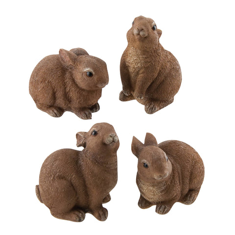 Brown Resin Bunny, 4 Assorted, 2" to 3.5" high - The Hearthside Collection
