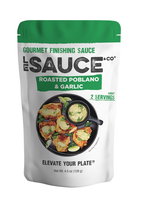 Roasted Poblano & Garlic Finishing Sauce, 2 Servings, 4.5 oz - Le Sauce & Co.