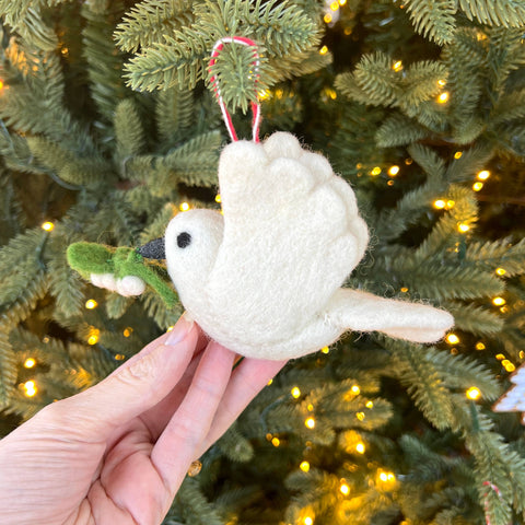 Dove with Olive Branch Felt Wool Christmas Ornament - Ornaments 4 Orphans
