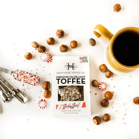 Candy Cane, Oregon Hazelnut Toffee, 4 oz - Holm Made Toffee Co.