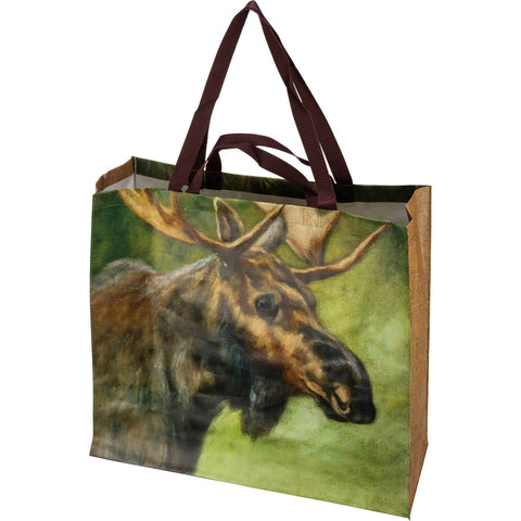 Deer/ Moose Woodland Shopping Tote, 19.5"x17.5"x7" - Primitives by Kathy