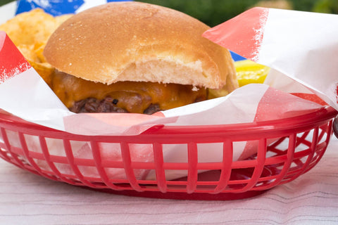 Outset Red Pub Food Baskets, Set of 6, 9.5" x 6.25" x 2" - Fox Run Brands